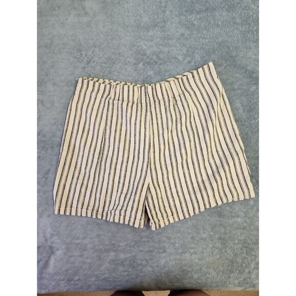 Maurices Shorts 12 Beige Black Striped Cotton Linen Blend Inseam 3 in - Picture 5 of 6